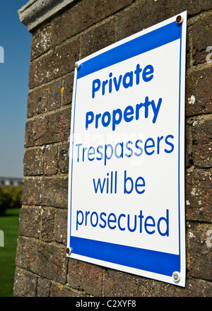 Private property and way in signs on the entrance to Rustington Convalescent Home. Taken April 17th 20111 by Julie Edwards Stock Photo