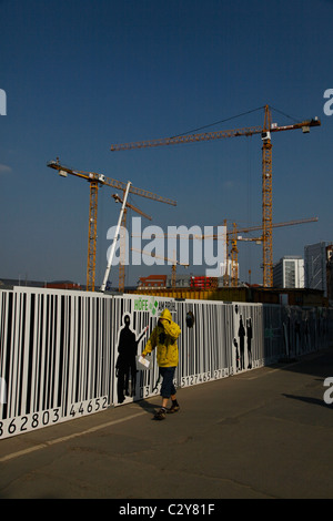 Construction site in downtown Leipzig Saxony Germany Stock Photo
