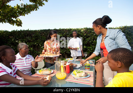 Family having lunch outside, Johannesburg, South Africa Stock Photo