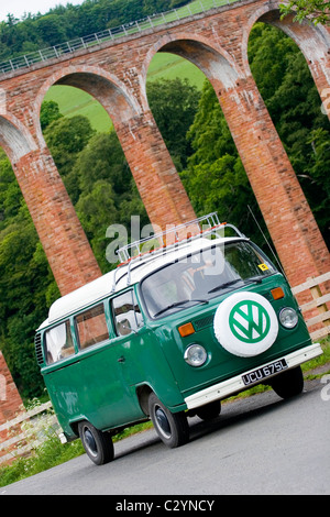 Green VW Camper Van in the Scottish Borders Stock Photo