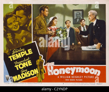 TWO MEN AND A GIRL (1947) HONEYMOON (ALT) SHIRLEY TEMPLE, FRANCHOT TONE, GUY MADISON WILLIAM KEIGHLEY (DIR) Stock Photo