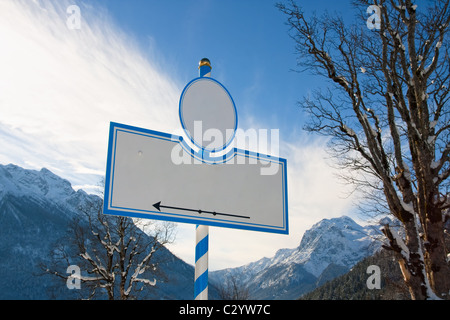 Bavarian sign with the moutains reiteralpe and hochkalter, Bavaria, Germany Stock Photo