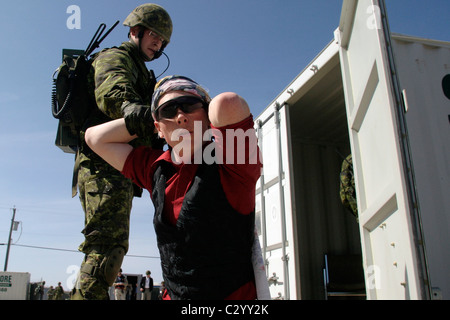 Canadian soldier(s) participate in exercises prior to being sent to Canadian Forces Base Kandahar in Afghanistan. Stock Photo