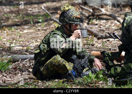 Canadian soldier(s) participate in exercises prior to being sent to Canadian Forces Base Kandahar in Afghanistan. Stock Photo