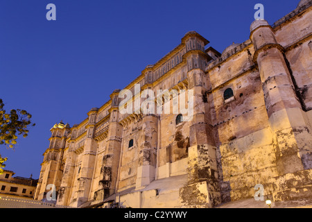 City Palace Complex at dusk, Udaipur, India Stock Photo