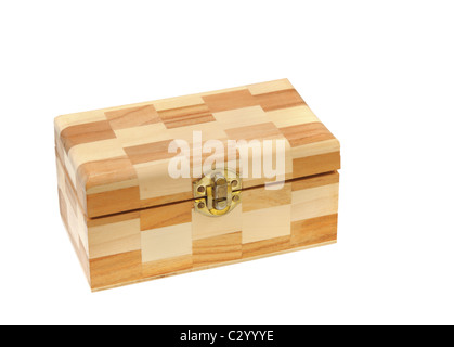 Closed wood box isolated on white background Stock Photo