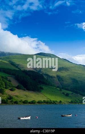 Fishing boats on Lake Tal-Y-LLyn, Snowdonia, Gwynned, Wales Stock Photo