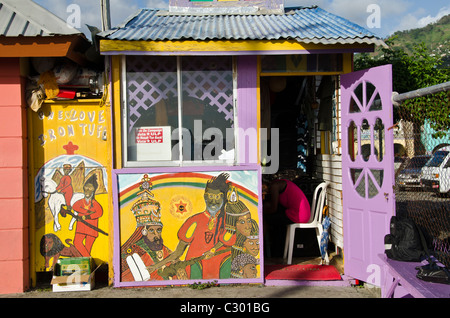 St Vincent Kingstown market colorful building Stock Photo