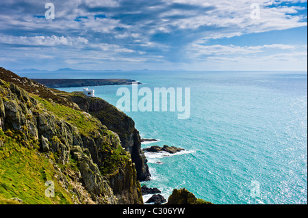 Ellin's Tower is part of the RSPB observatory on the specatacular cliffs at South Stack Stock Photo