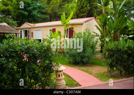 Canet-en-Roussillon, France, Camping in France, Le Brasilia, 4 St-ars, Cottage near Beach, Okavango Village, wooden house modern House Stock Photo