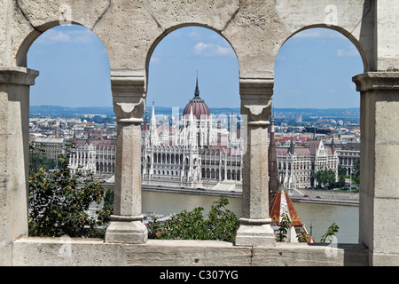 Hungary, Budapest, Cityscape with Parliament Stock Photo