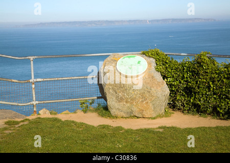 St Martin's Point view over sea Jerbourg Guernsey Channel Islands with distant island of Sark Stock Photo