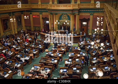 Michigan State House chamber with House of Representatives in session ...