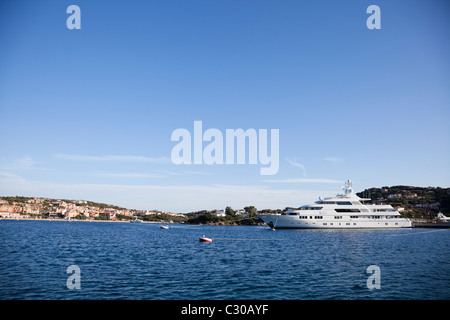 Super Yacht Saint Nicolas docking in Porto Cervo, Sardinia. Stock Photo