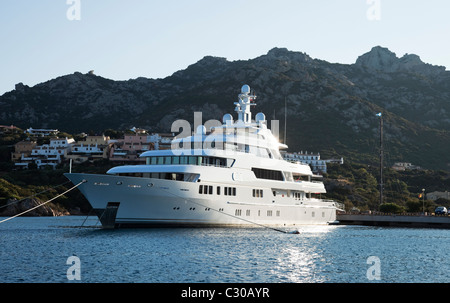 Super Yacht Saint Nicolas docking in Porto Cervo, Sardinia. Stock Photo