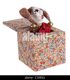 Jack-in-the-box toy isolated on a white background Stock Photo