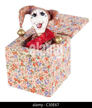 Jack-in-the-box toy isolated on a white background Stock Photo