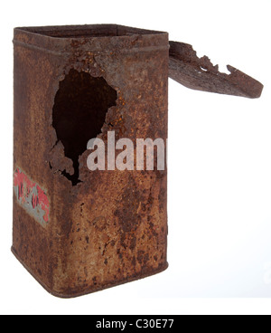 Old rusty tin can Stock Photo