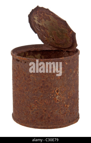 Old rusty tin can Stock Photo