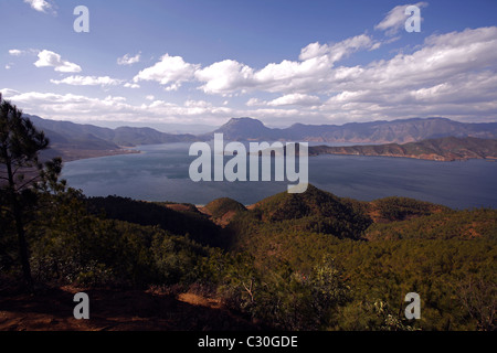 The high alpine Lugu Lake in Yunnan province / China Stock Photo