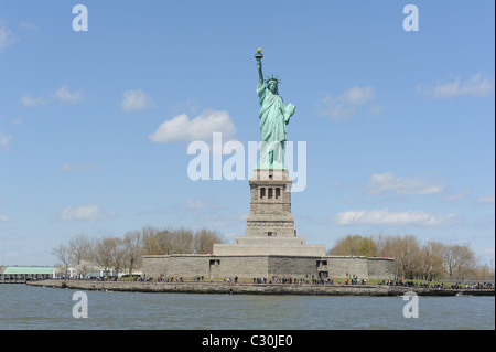 The Statue of Liberty in New York harbor was dedicated in 1886, a gift to the United States from France. Stock Photo