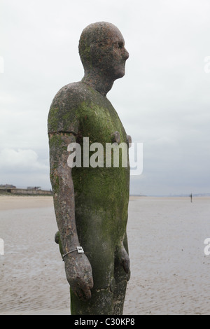 Antony Gormley [Another Place] Waterloo beach Crosby Merseyside Stock Photo