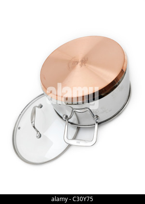 Copper Bottom Cooking Pot And Glass Lid Stock Photo