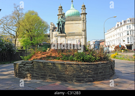 Tree damaged by Dutch Elm disease after being cut down near the Royal Pavilion in Brighton city centre UK Stock Photo