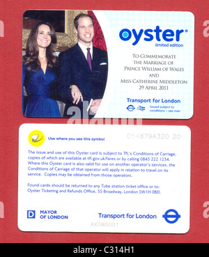 Limited edition Oyster card to commemorate the marriage of Prince William of Wales and Miss Catherine Middleton Stock Photo