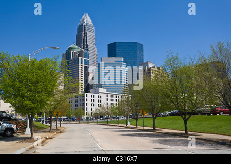 City skyline of downtown Charlotte North Carolina Stock Photo