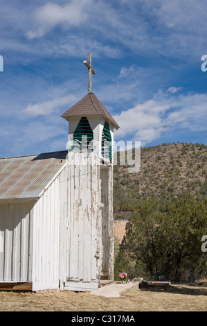 Off the beaten path is the San Ysidro church, found in the Hondo Valley, New Mexico. Stock Photo