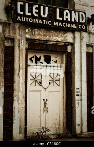 Stylistic Urban shots of downtown Cincinnati Ohio, including old buildings and railroad tracks and bridges Stock Photo