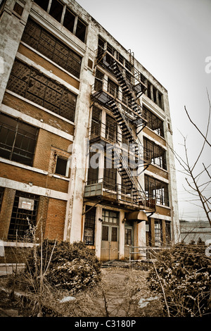 Stylistic Urban shots of downtown Cincinnati Ohio, including old buildings and railroad tracks and bridges Stock Photo