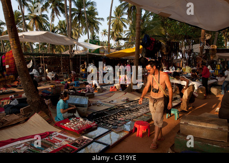 Goa is famous for the Anjuna Flea Market every Wednesday Stock Photo