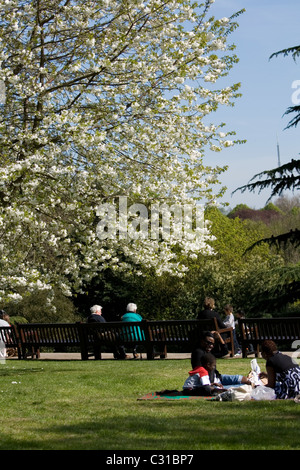 People in The Rookery near Streatham Park. Stock Photo