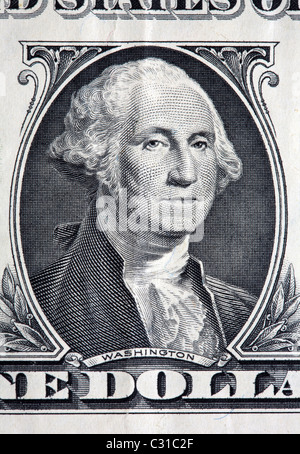 Macro closeup George Washington on one dollar bill Stock Photo - Alamy