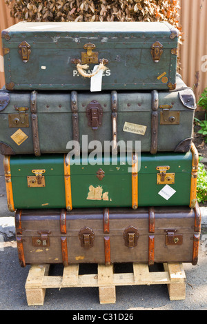 Old luggage on show at Severn Valley Steam Railway Stock Photo