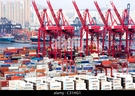 freight containers at the docks ready for shipping Stock Photo