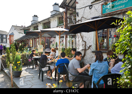 Traditional restaurant in the village centre, Bowness, Lake Windermere, Lake District National Park, Cumbria, UK Stock Photo