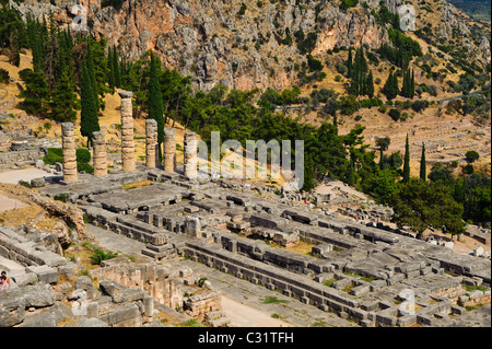 View of Temple of Apollo, Delphi, Greece Stock Photo