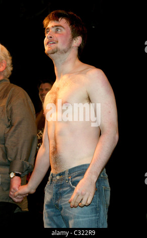 Richard Griffiths and Daniel Radcliffe at the curtain call for the Broadway revivial of 'Equus' at Broadhurst Theatre New York Stock Photo