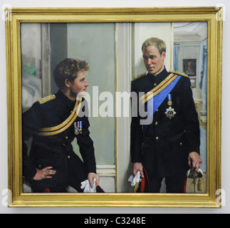 'Prince William and Prince Harry' by Nicola Jane Philipps, Oil on canvas, circa 2009, is unveiled at the NPG. Stock Photo