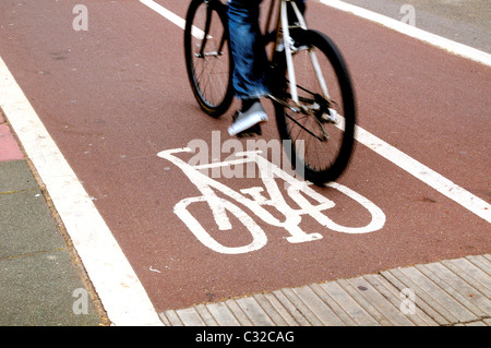 Cyclist using cycle lane