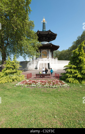 The Peace Pagoda in Battersea Park, Wandsworth, London, England UK. Stock Photo