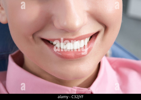 Close-up of happy female smile and healthy teeth Stock Photo