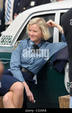 Gretchen Mol on the set of 'Life On Mars' filming at Coler-Goldwater Hospital on Roosevelt Island New York City, USA - 16.10.08 Stock Photo