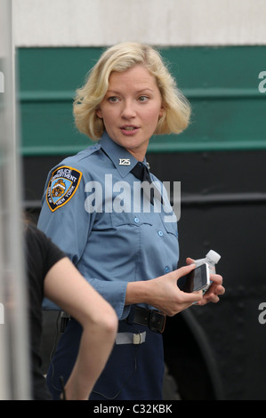 Gretchen Mol on the set of 'Life On Mars' filming at Coler-Goldwater Hospital on Roosevelt Island New York City, USA - 16.10.08 Stock Photo