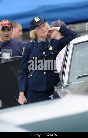 Gretchen Mol on the set of 'Life On Mars' filming at Coler-Goldwater Hospital on Roosevelt Island New York City, USA - 16.10.08 Stock Photo