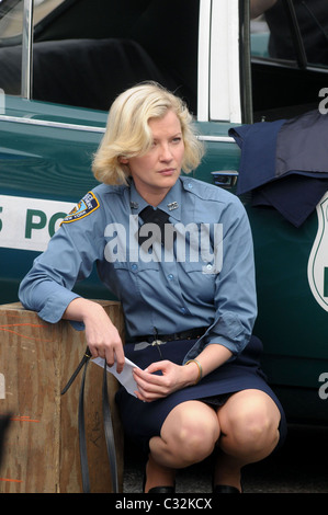 Gretchen Mol on the set of 'Life On Mars' filming at Coler-Goldwater Hospital on Roosevelt Island New York City, USA - 16.10.08 Stock Photo