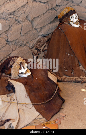 Nazca people mummy close to Nazca, Peru, Chauchilla cemetery, from about 200 AD Stock Photo